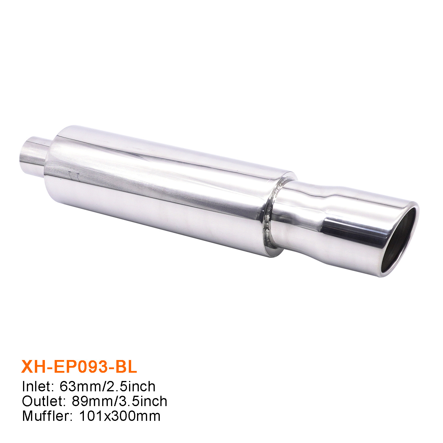 Modificación del coche tubo de escape tambor de cola de acero inoxidable tambor redondo tambor de sonido fila recta Universal con Garganta de cola chapado azul para hornear Azul Plata