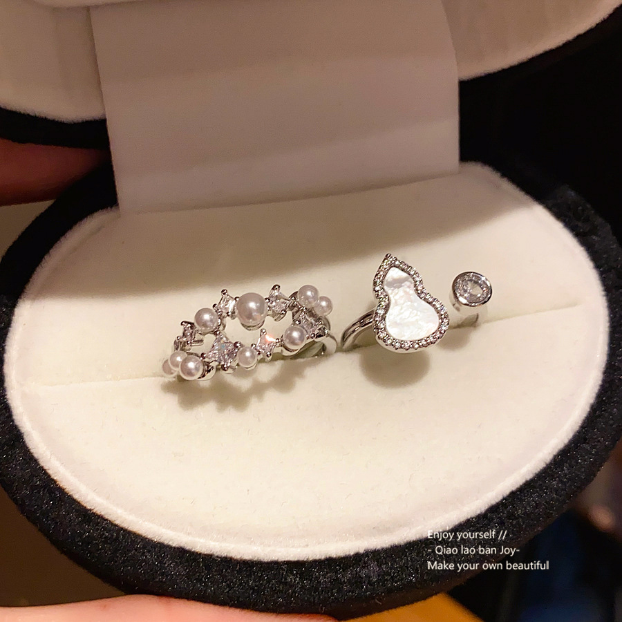 French Vintage Style Pearl Zircon Multi-layer Ring For Women_voghion.com
