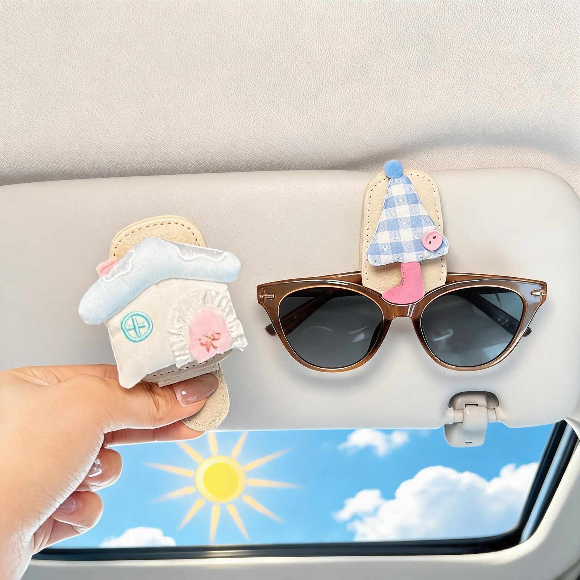 2026 New Car-Mounted Glasses Clip for In-Car Use, Sunglasses Storage Clip, Sun Visor Glasses Holder, Cute Magnetic Clip for Women