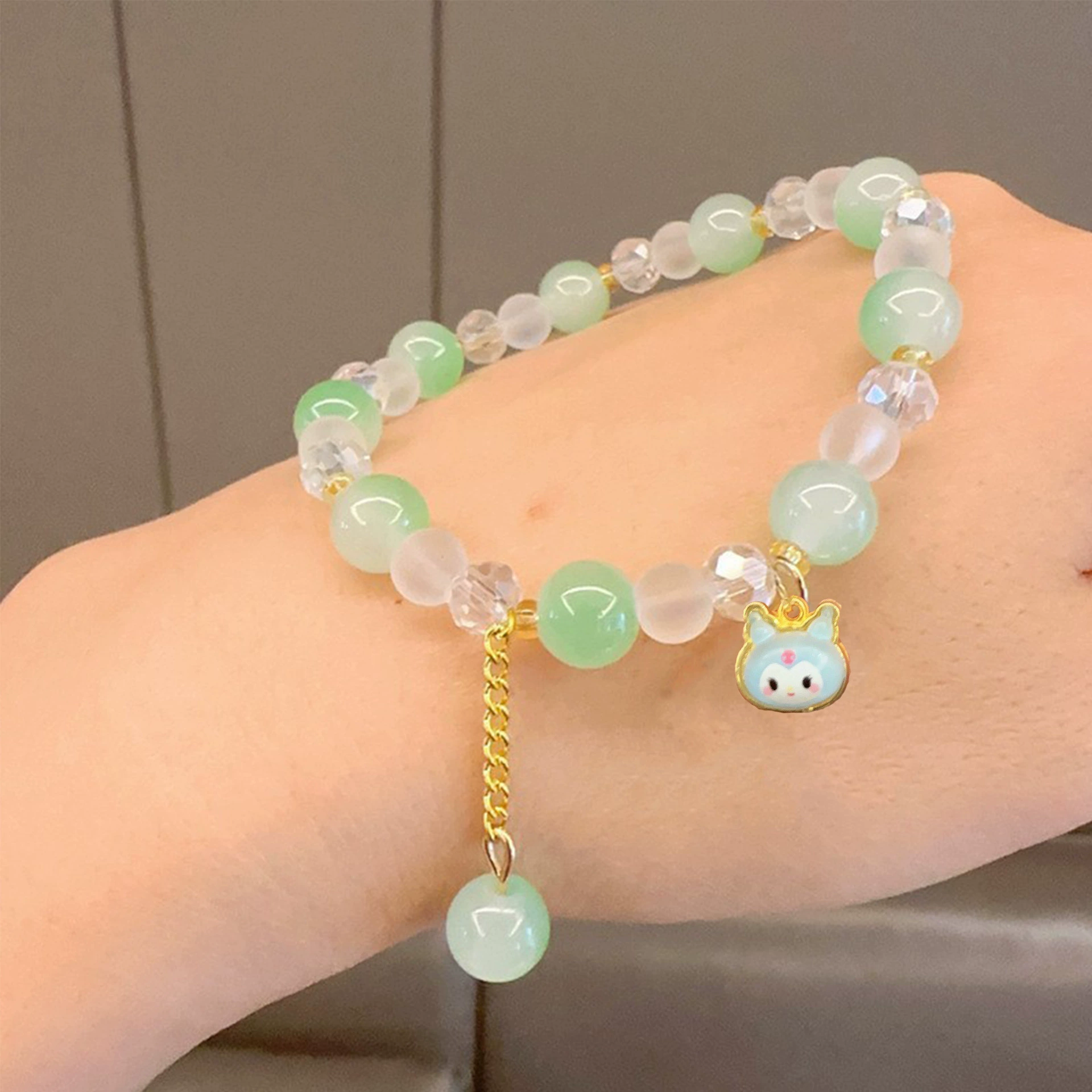 Cartoon two-color crystal bracelet, cute accessory, gradient