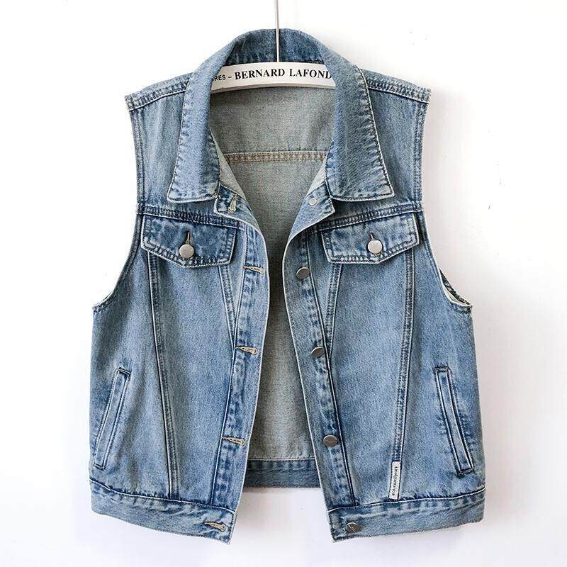 Cross-Border Foreign Trade Women's Clothing New Style 2026 Spring and Summer Denim Vest Women's Jacket Loose Clothing Jacket Vest Sleeveless Cross-Border Foreign Trade Women's Clothing New Style 2026 Spring and Summer Denim Vest Women's Jacket Loose Clothing Jacket Vest Sleeveless