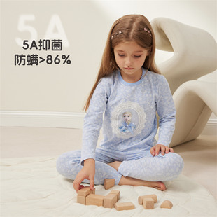 Children's Pajamas Women's Long-sleeved Autumn Clothes and Pants suit Class A Cotton Boneless Spring and Autumn Class A Cotton for Large Children 1-3 Years Old