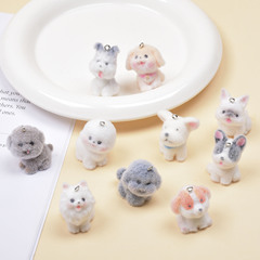 植毛かわいい子犬のペンダントdiyキーホルダー携帯電話チェーン材料部品バッグストラップ装飾部品