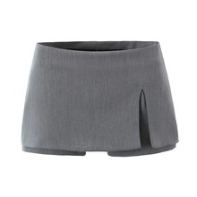 假两件低腰西装裙裤女2025夏季美式辣妹侧拉链开叉包臀迷你半身裙