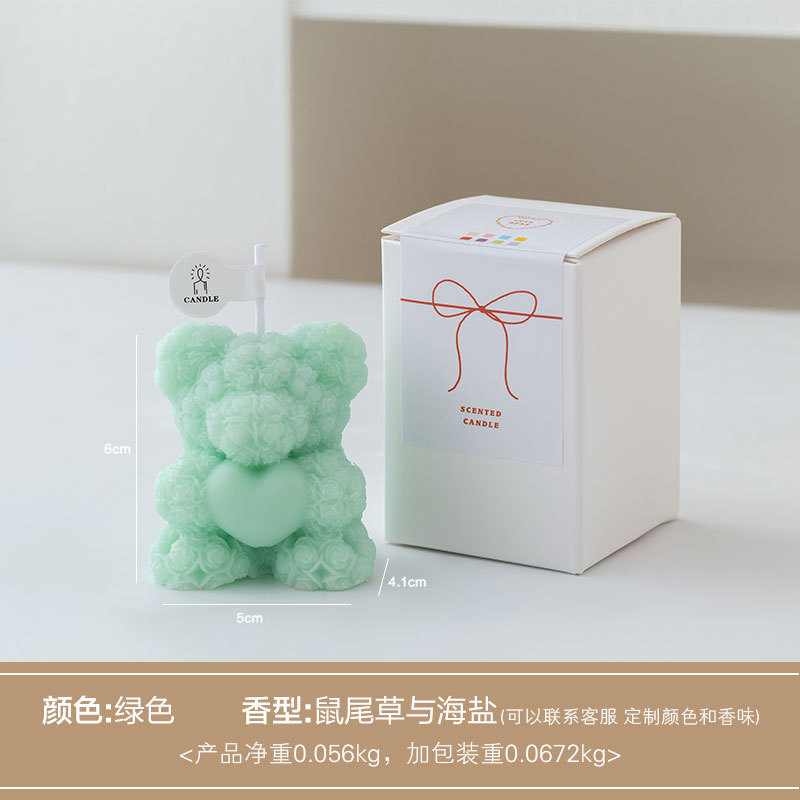 Love Rose Bear Velas de aromaterapia Lindo Festival de Tanabata Regalos creativos Atmósfera de aromaterapia Recuerdos Adornos decorativos