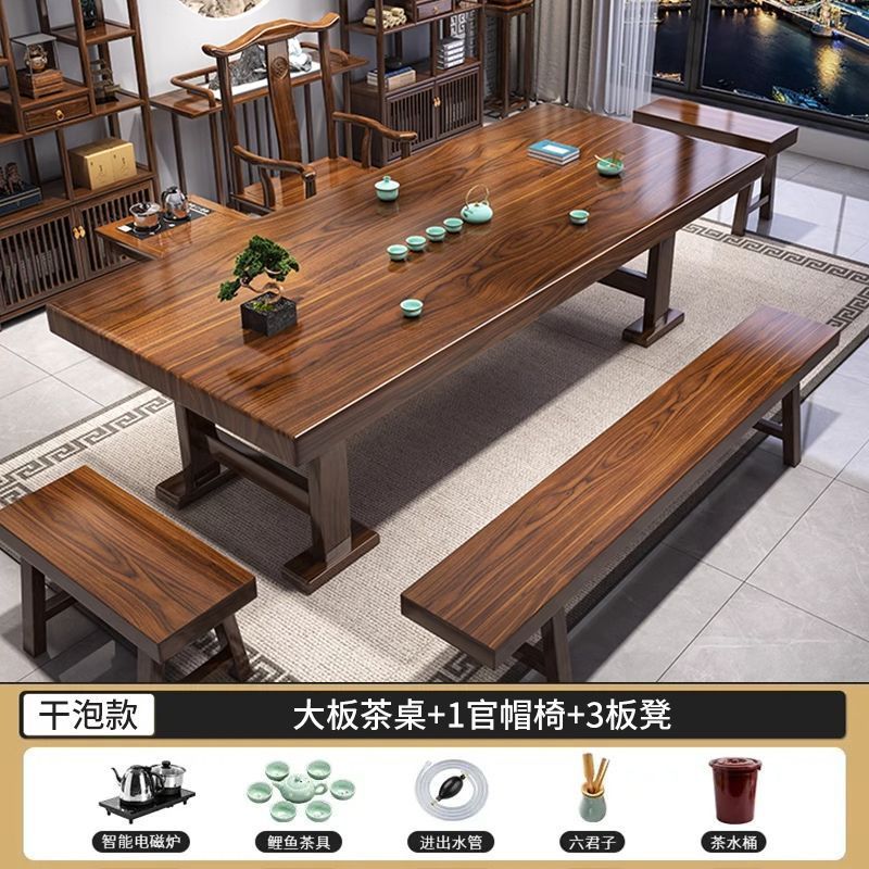 Mesa de té de madera maciza combinación de una mesa de té de cinco sillas mesa de té mesa de té hervidor de agua integral nuevo estilo chino image 22
