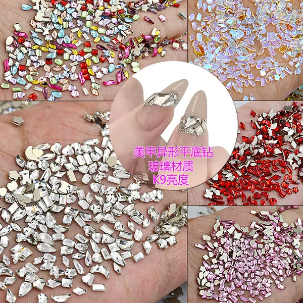 Mixed Batch K9 Glass Flash Mini Special-Shaped Flats Bottom Diamond Small White Heart Nail Art Diamond DIY Nail Art Diamond Ornaments