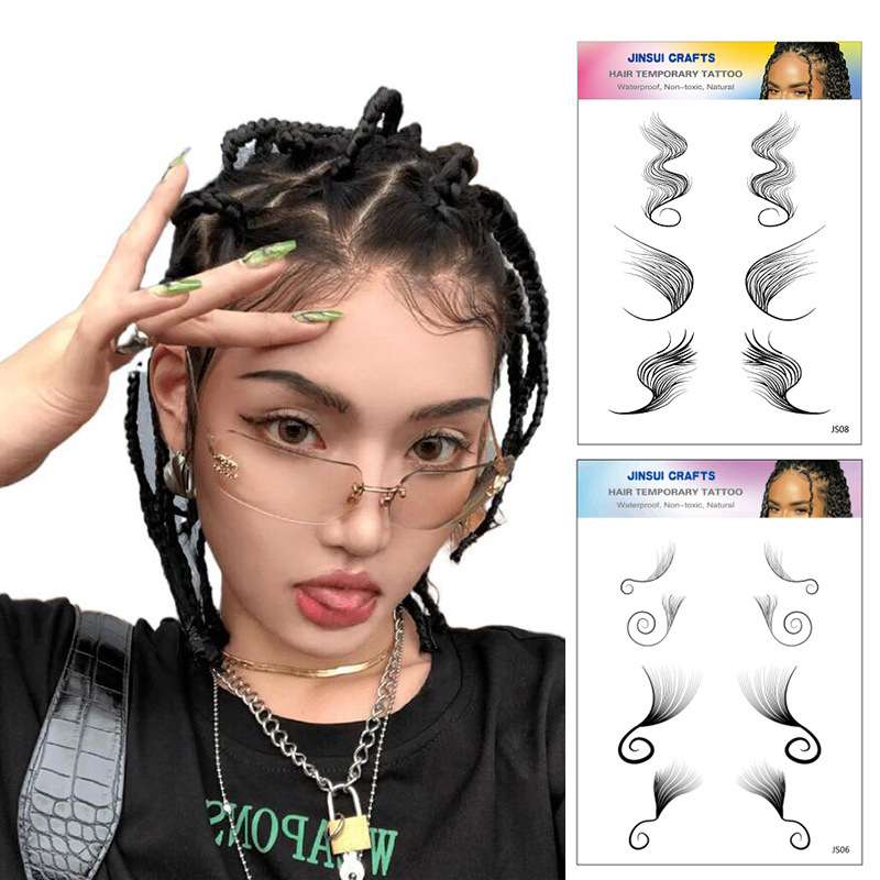 ins现货8款baby hair line tattoo 宝宝头发妲己胎毛刘海纹身贴纸