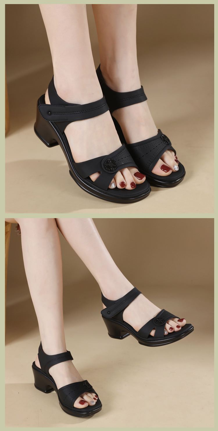 Sandal hở mũi nữ gót xuồng đế bệt quai hậu dán — màu đen, xanh lá cây, màu mơ chi tiết 9