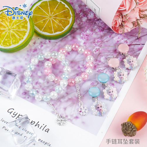 Frozen Children's Hair Accessories Set Elsa Earrings Hair Clips Disney Cute Girls Gifts Wholesale