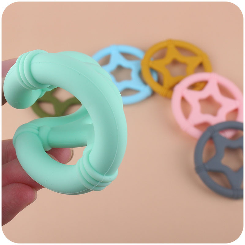 Nuevo bebé suministros de dibujos animados de silicona estrella teether dientes del bebé juguetes Amazon AliExpress