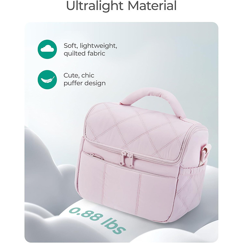 Amazon nueva bolsa de almuerzo de aislamiento de damas adorable caja de almuerzo acolchada bolsa de almuerzo ligera esponjosa impermeable