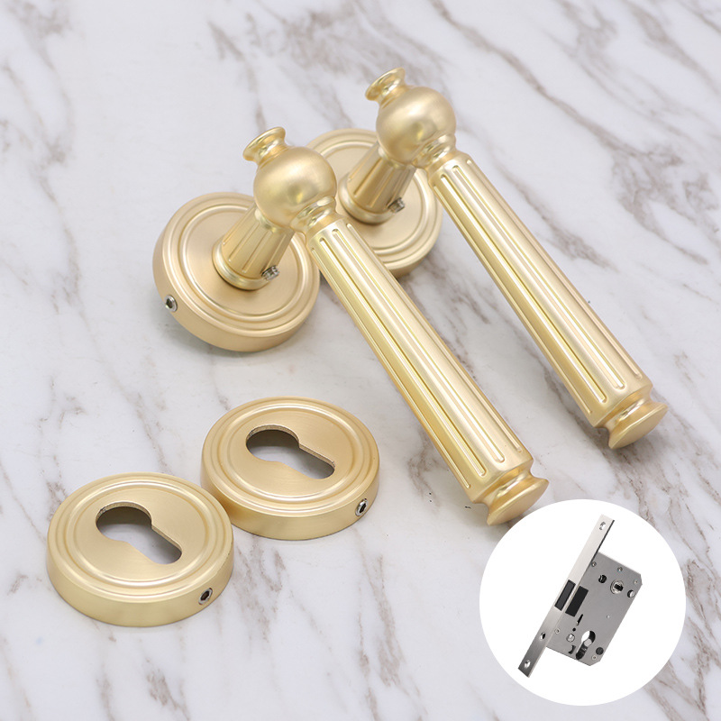 Cerradura de Puerta Interior de Aleación de Aluminio LeLan, Manija Dividida, Manija Dorada de Lujo Ligero, Cerradura Magnética Silenciosa para Baño