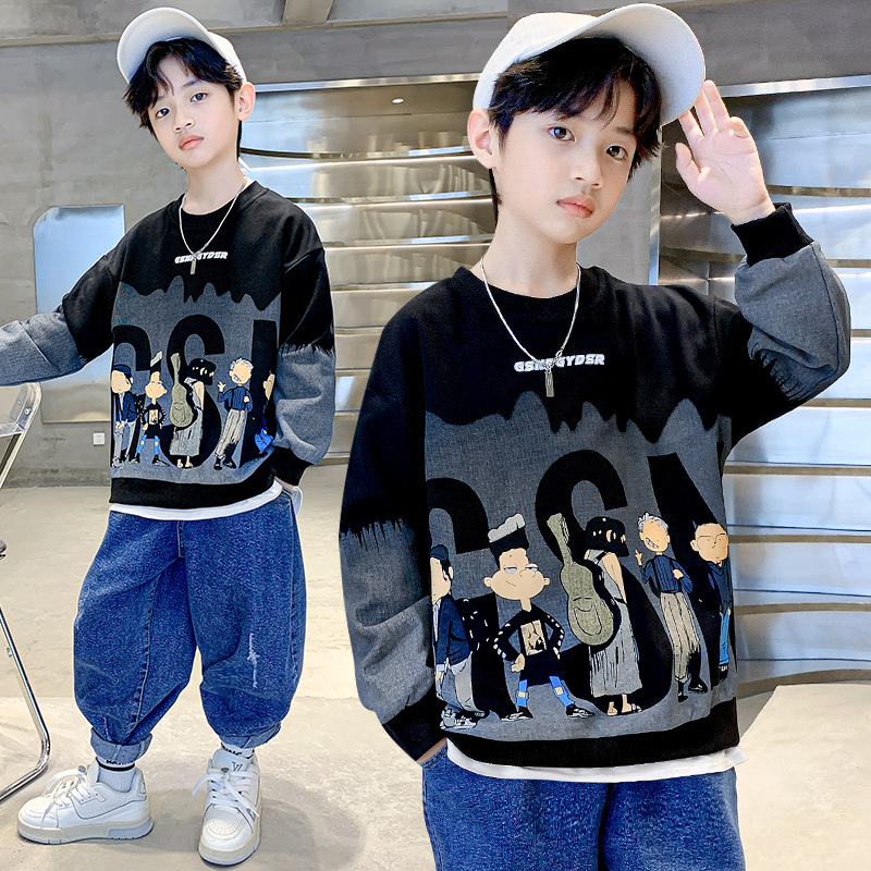 2024春裝新款兒童裝春秋款男童衛衣百搭兒童衛衣帥氣中大童上衣潮