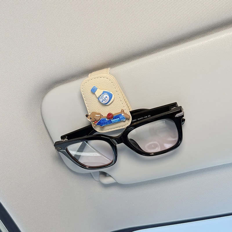 2026 New Car-Mounted Glasses Clip, In-Car Sunglasses Storage Clip, Sun Visor Glasses Holder, Cute Dachshund Dog Design