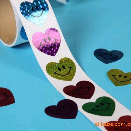 供应彩色爱心不干胶标签 笑脸不干胶标签