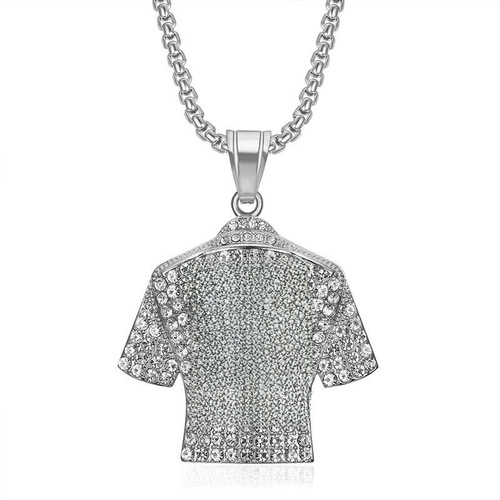 New Hip-Hop Accessories, Titanium Steel Plated Gold Diamond-Studded Football MESSI Jersey 10 Pendant Necklace