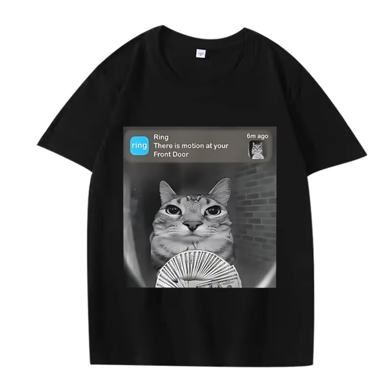 There's a Sport in Your Front Yard Funny Silly Cat Meme Print T-Shirt for Men and Women Oversized Cotton Short Sleeve Summer