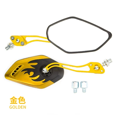 Pattern 8mm/10mm Applicable, Motorcycle rearview mirror - flame-rearview-mirror-2680-gold