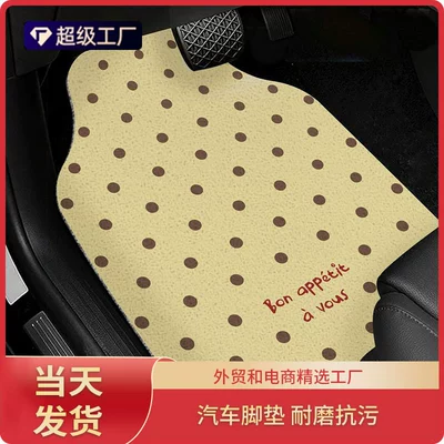 Dropshipping ins-style polka dot car floor mat, silk loop mat, mud-scraping, anti-dirt, wear-resistant, easy to clean foot mat