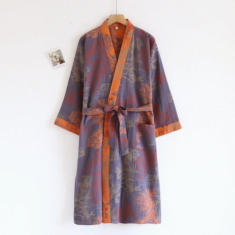 블루와 오렌지색 몰린 벨트 가운