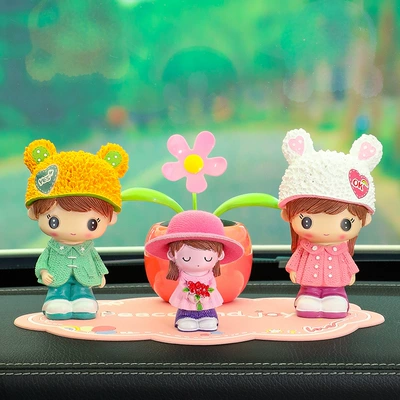 New Couple Car Decorations, Car ornaments - cute-couple-sunflower-pink-mat-flowers