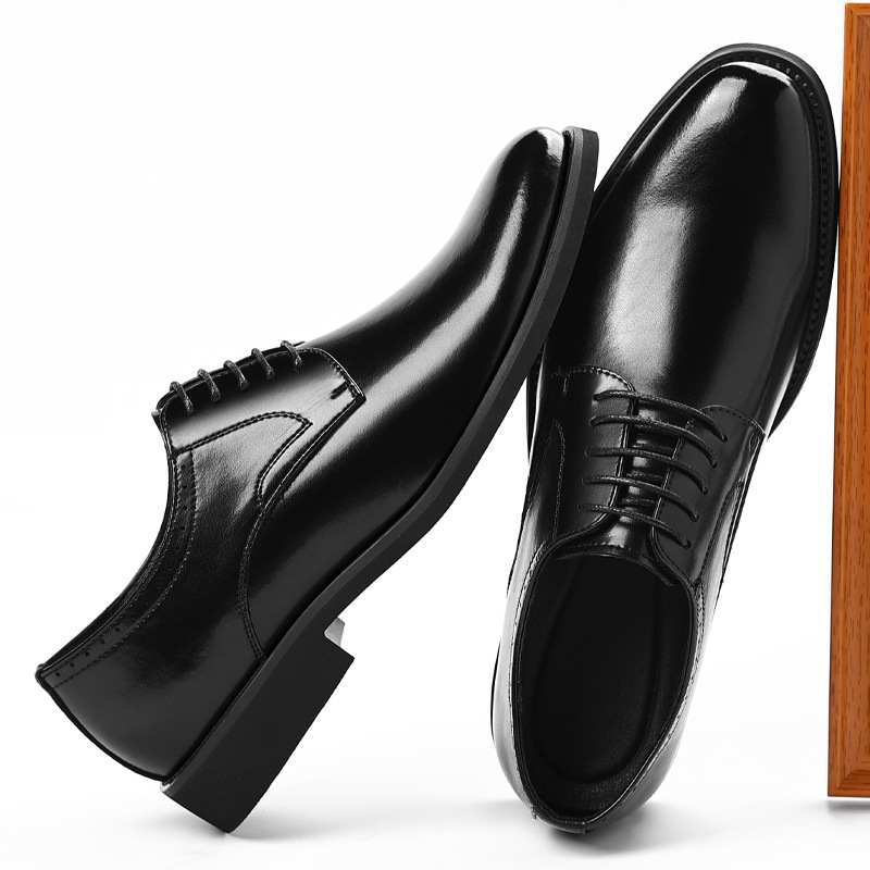 Men's Genuine Leather Oxford Dress Shoes Pointed Toe Formal Wedding Shoes_vogvips.com