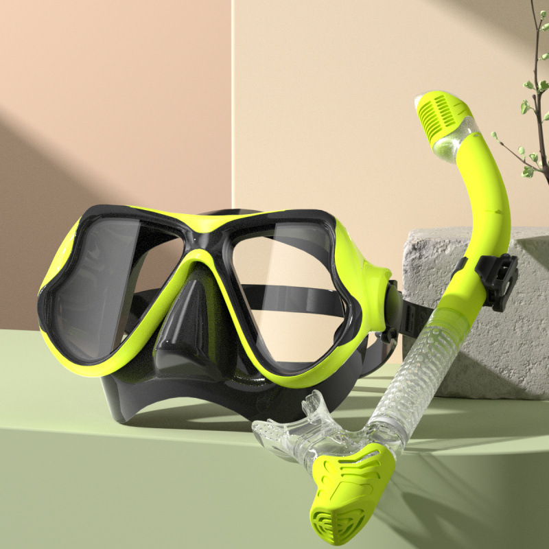 검정색과 노란색 마스크 + 마우스피스와 스노클이 하나로 통합된 [완전 건식]