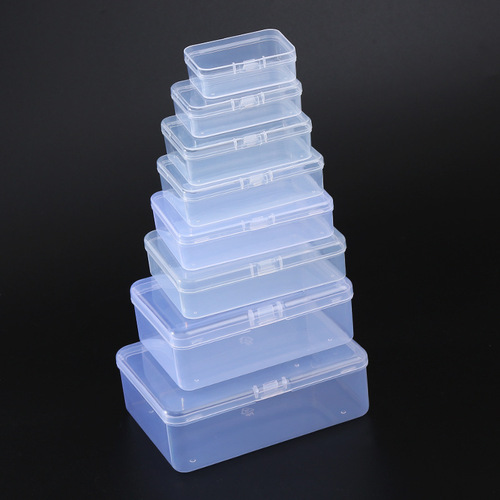 Square transparent plastic box hardware parts fishing gear packaging box PP empty box jewelry small card wearing armor storage box