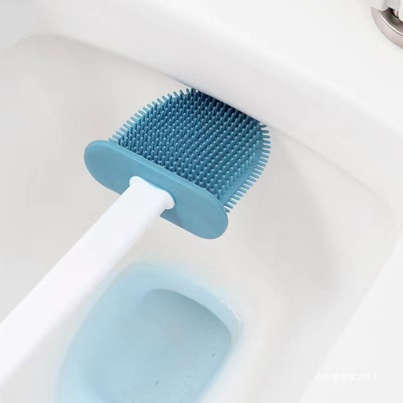 トイレブラシセット 360度死角なし 壁掛け式 シリコン製硬毛 家庭用トイレ掃除 水切り 壁掛け|undefined