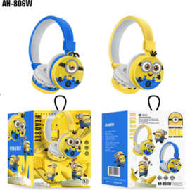 可折叠跨境爆款儿童耳机AH-806W 可爱卡通头戴式音乐蓝牙耳机私模