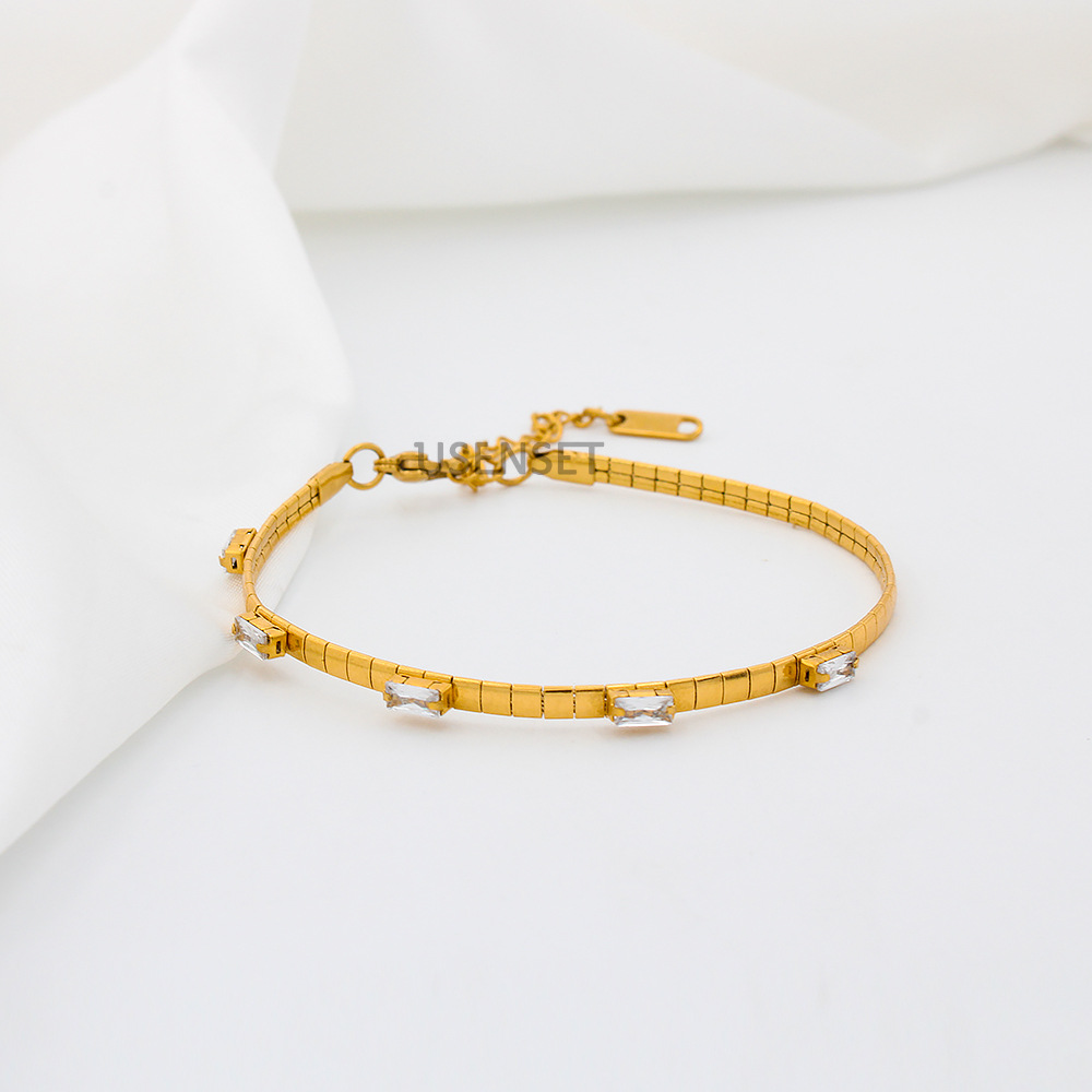 Simple Style Geometric Stainless Steel Gold Plated Zircon Necklace