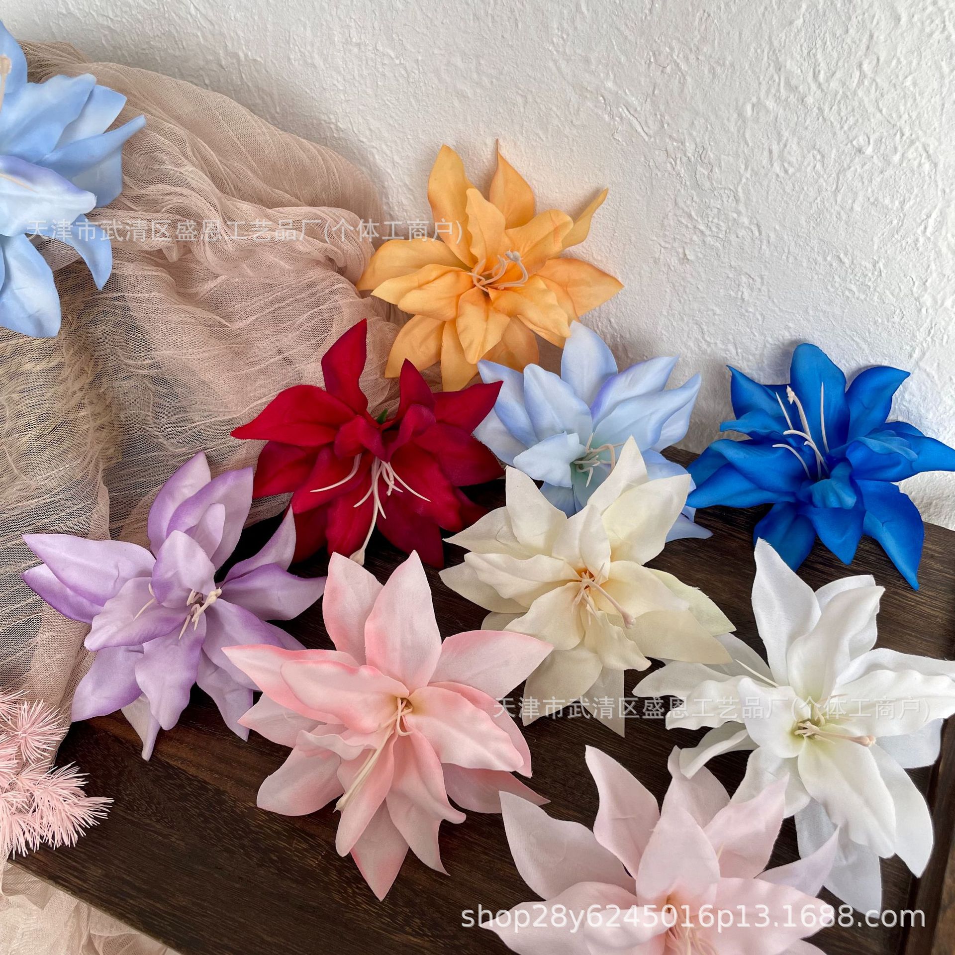 Lily Artificial Flower Head Handmade Hairpin Headdress DIY Hairpin Clothing Accessories Wedding Decoration Wall Arrangement Photo