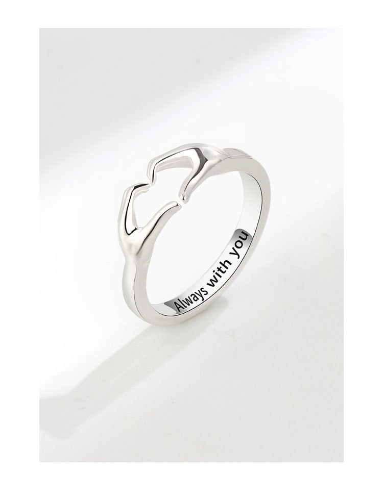 1 Piece Quantity Wholesale Simple Style Letter Gesture Heart Shape Copper Plating Open Rings