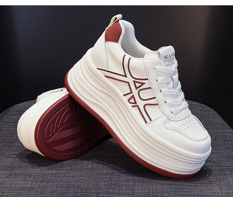 Giày sneaker nữ đế dày tăng chiều cao phong cách thể thao đa năng — M2985 lót đơn màu bạc, M2985-1 cộng với nhung đỏ, M2985-1 plus nhung bạc, M2985 lót đơn màu đỏ chi tiết 15