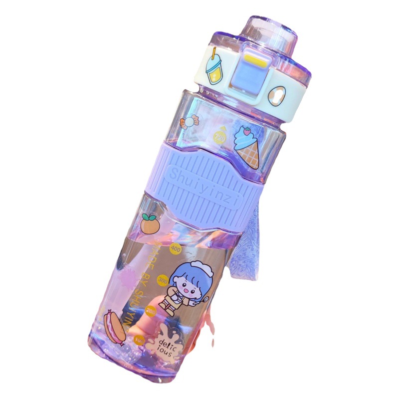 Red al por mayor de color rojo de alto valor cuadrado botella de agua de paja taza de agua de plástico cuerda portátil deportes al aire libre fitness hervidor de agua