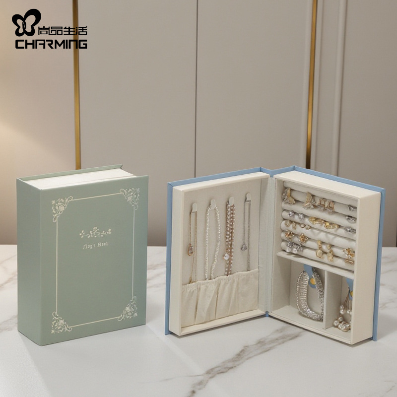 Creative Book-Style Jewelry Box, Ring, Necklace, Earrings, Earrings, Jewelry Storage, Portable Large-Capacity Jewelry Storage Box