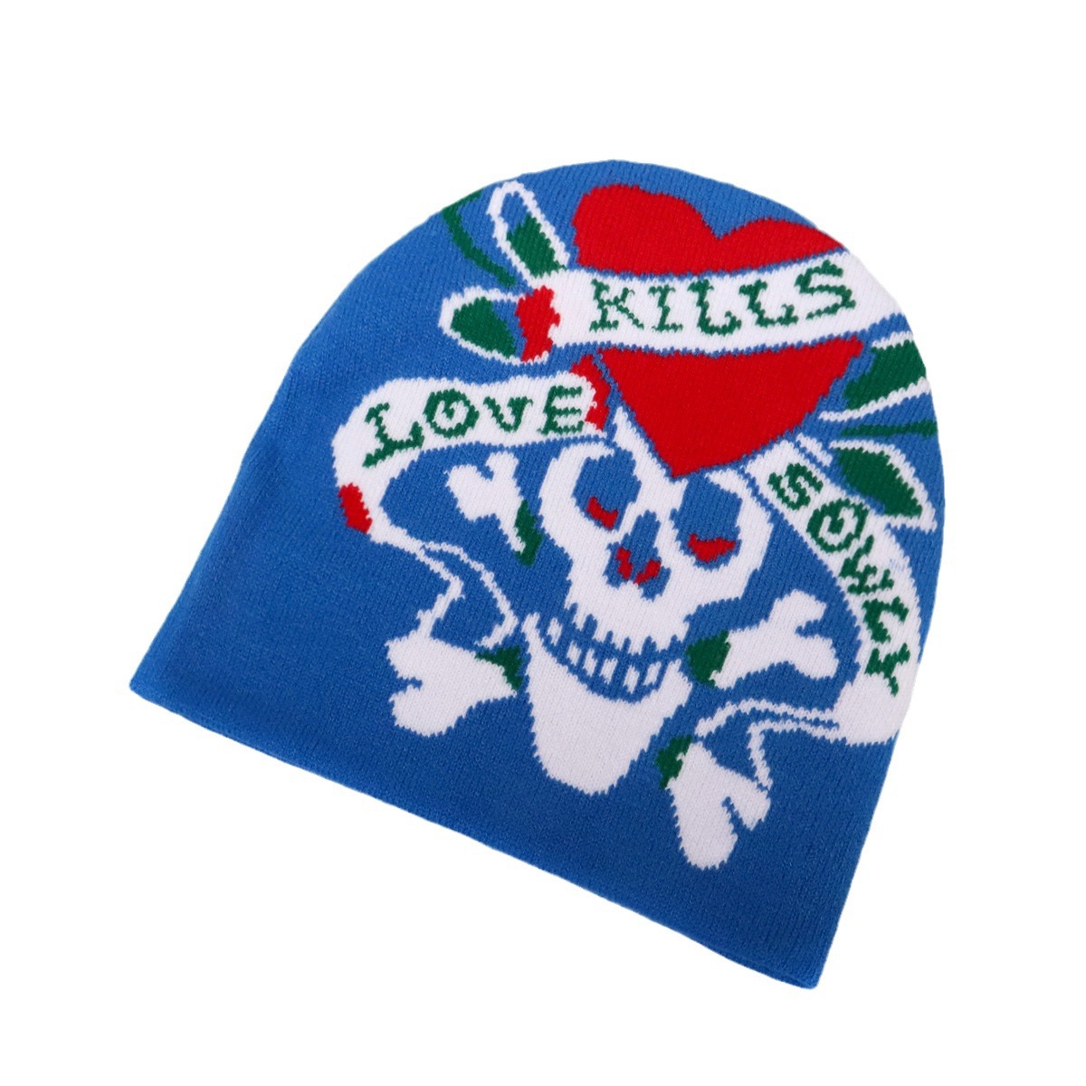 Halloweeni kirjaga koljumüts akrüül kootud müts sügis/talvine soe müts_voghion.com