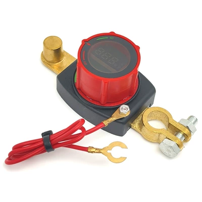 12V48V Power Main Switch with Voltage Display, Brass Battery Positive and Negative Terminal Power Cut-Off Switch for Automobiles (Power supply, ignition system accessories) - negative-terminal-switch-fits-15-17mm-negative-battery-terminals-positive-lead-wire