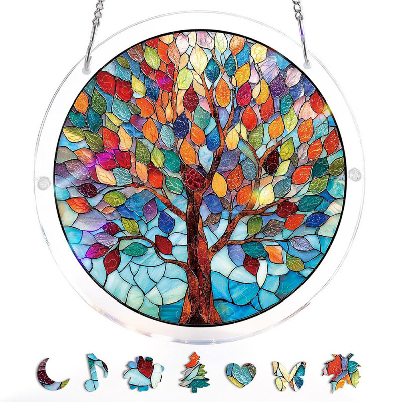 Cross-Border New Product: Colorful Glass Round Sun Catcher for Home Window Hanging Decoration, Acrylic Puzzle Light Catcher Cross-Border New Product: Colorful Glass Round Sun Catcher for Home Window Hanging Decoration, Acrylic Puzzle Light Catcher