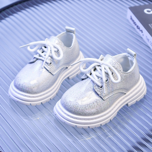 Boys' and Girls' British Style Casual Small Leather Shoes 2025 Autumn Black Soft Sole Slip-on Baby Performance Shoes for Drop Shipping