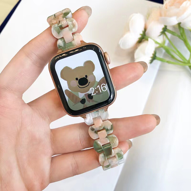 Suitable for iwatch9 strap apple watch8 generation apple watch se2/765 thin resin petals for women