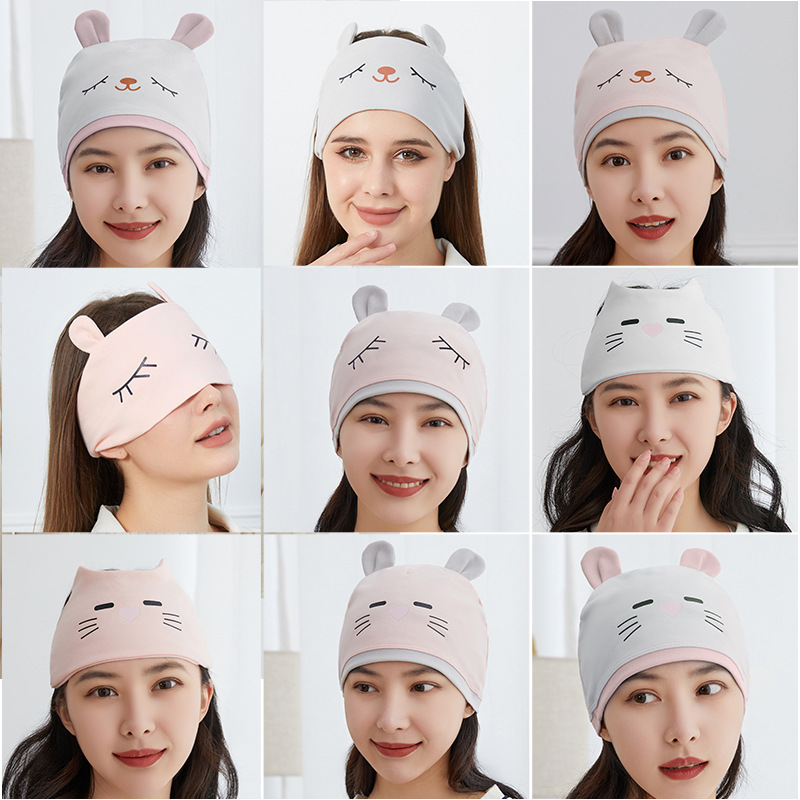 Wholesale 2025 new moon hat cartoon face pattern postpartum moon scarf cotton maternity hat Wholesale 2025 new moon hat cartoon face pattern postpartum moon scarf cotton maternity hat