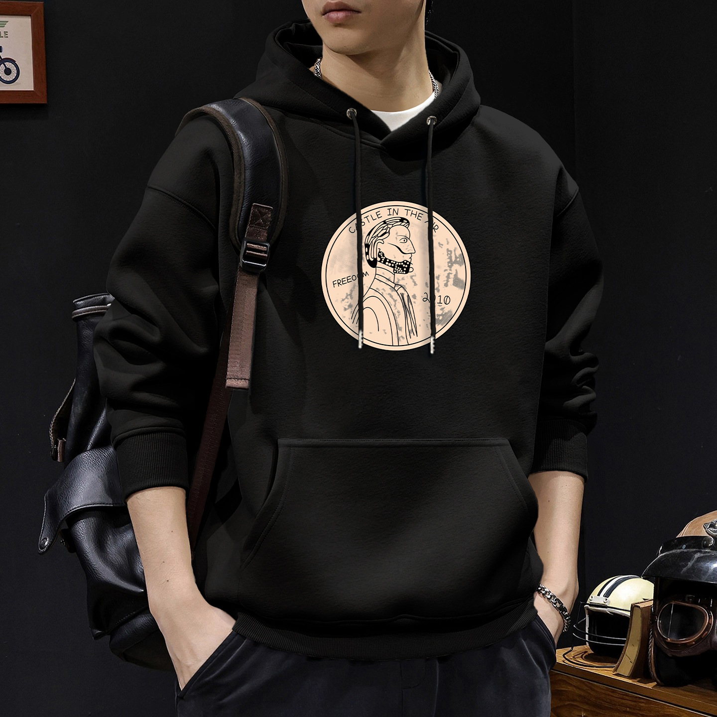 Chaqueta con capuz de moda masculina primavera y otoño nuevo tipo suelto simple pareja con chaqueta de lana de hombre