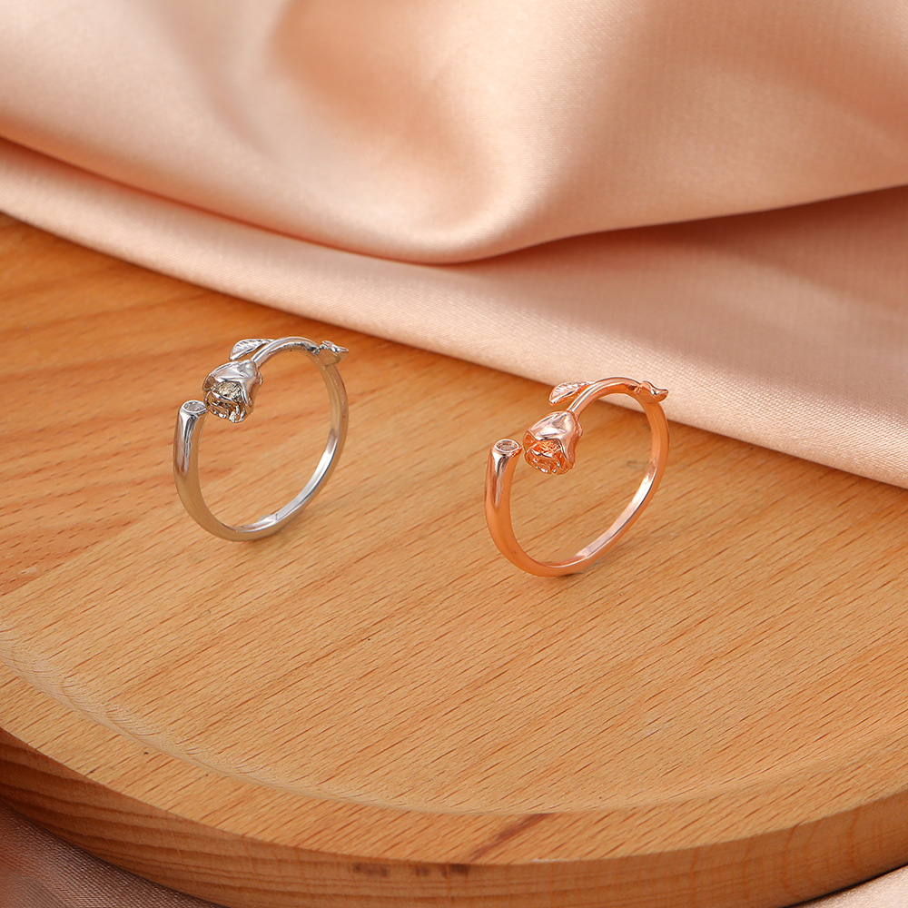 Europe and America Cross Border Open Rose Ring Ins French Retro Flower Ring Internet-Famous Index Fi