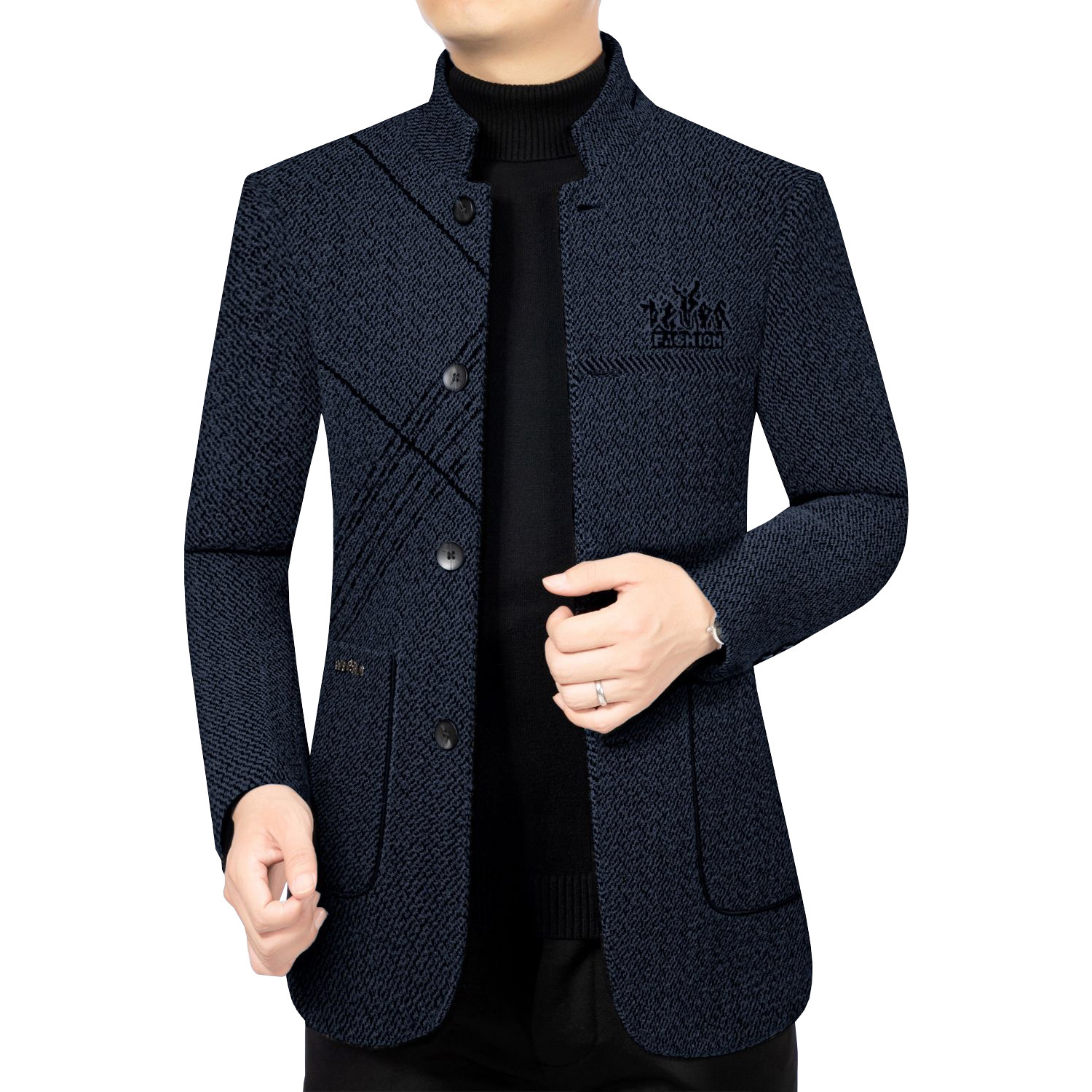 Autumn and Winter New Style Stand-Up Collar Middle-Aged Men's Business Casual Jacket Tops Outerwear High-End Dad Jacket