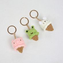 卡通手钩毛线冰淇淋立体动物甜筒挂饰diy可爱箱包帽子钥匙扣成品