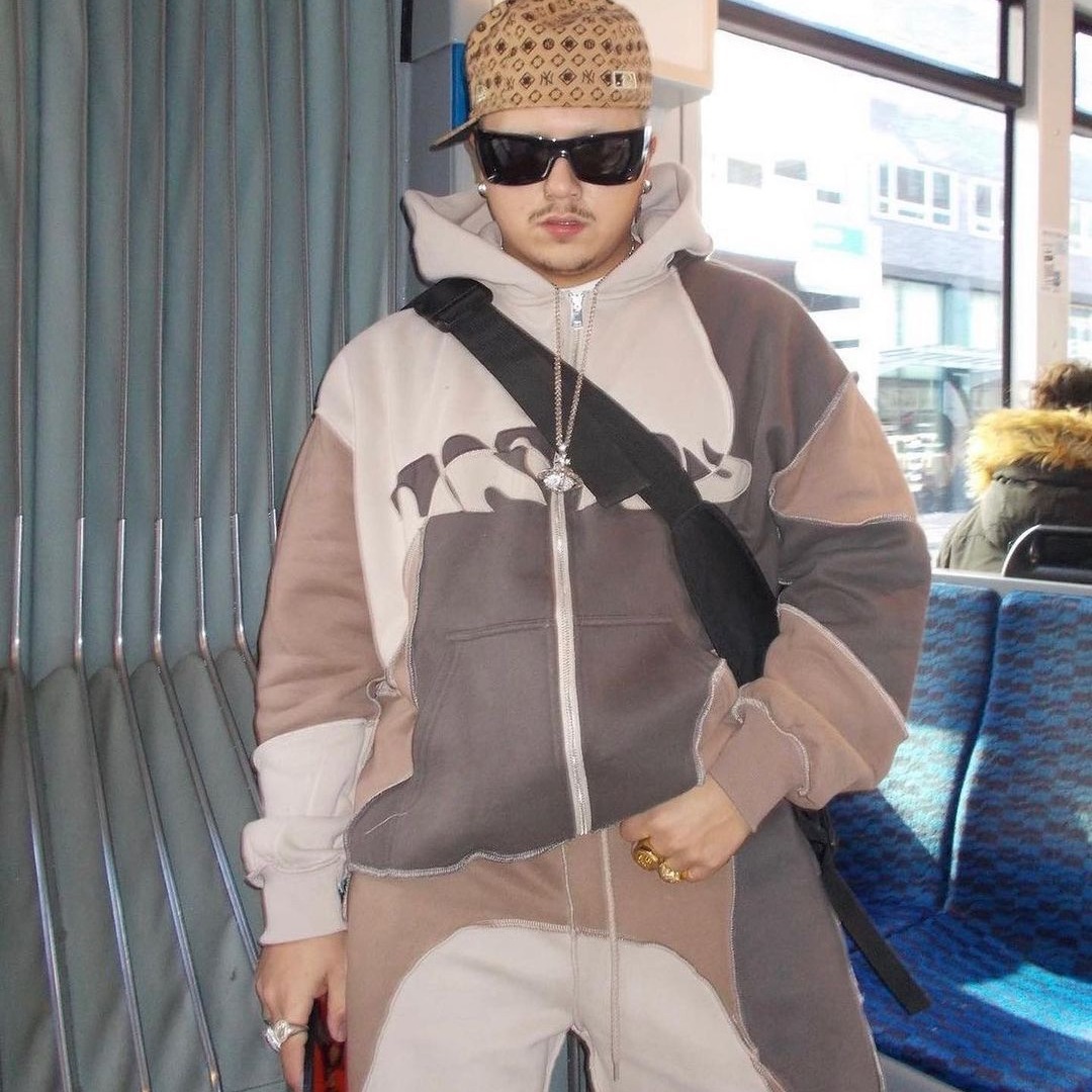 Miesten ja naisten huppari neule Hip Hop Street Casual Style Neuletakki Trendikäs merkki Splice Vetoketju_voghion.com