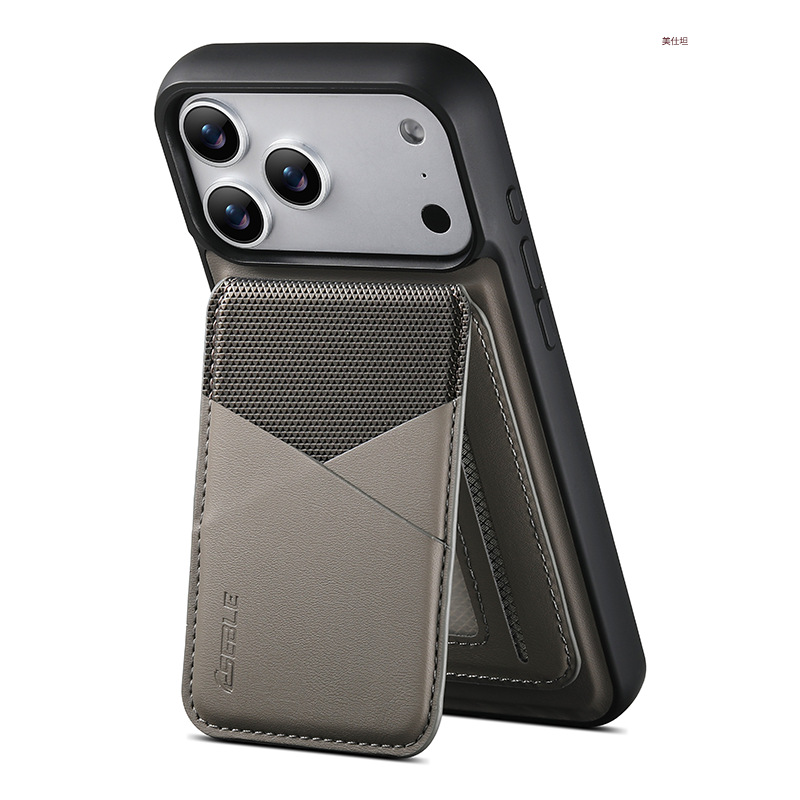 Ốp lưng iPhone da PU cao cấp có khe thẻ từ tính chống sốc — 【Bìa đen kèm đế từ】, 【Bìa xám kèm đế từ】, 【Bìa trắng kèm xanh】, 【Bìa trắng kèm tím】 chi tiết 10