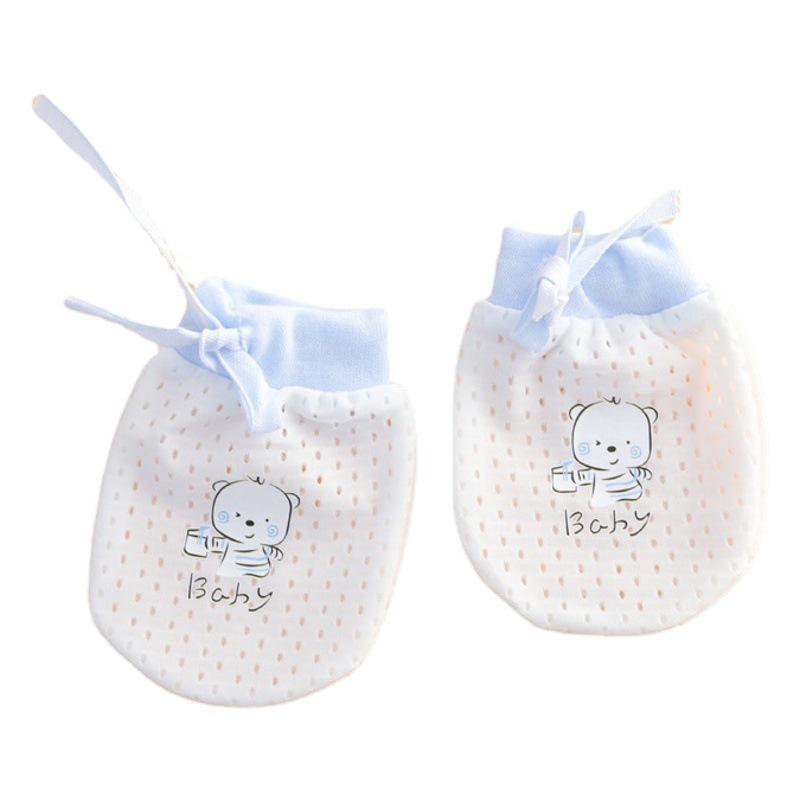 Baby's Anti-scratch Mesh Small Gloves Summer Thin Breathable Cool High Elastic Drawstring Lace-up Baby's Adjustable Gloves